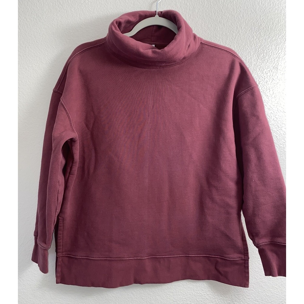 Athleta 24/7 Funnel Neck Pullover Sweatshirt Size Small Maple Red